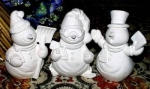 Snowpeople 4 – Set (3 verschiedene) - 8 cm hoch - Schrühware