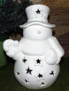 Windlicht - Schneemann mit Stern - mittel – 25 cm hoch - Schrühware