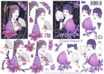 0411 - LeSuh - 3-D Schrittebogen - DIN A4 - 21 x 29,7 cm - Dame mit Fächer