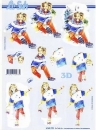 0713 - LeSuh - 3-D Bogen - DIN A4 - 21 x 29,7 cm -  Mädchen mit Roller-Skates