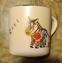 Keramik-Tasse  - Becher mit Wunschname – Motiv: 1 x Zebra