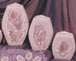 Vasen - Teelichthalter - Windlichter - im 3er-Set - Schmetterlingsmotive auf Vorder- und Rückseite - 17,5 bis 28,5 cm hoch – Schrühware