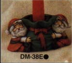 Kerzenhalter – 2 Santas mit Sack inkl. Kerzeneinsatz – 15 cm breit – Schrühware