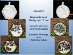 Baumschmuck – Ornamente im 2er-Set – unterschiedliche Winterszenen – je 10 cm - Schrühware