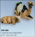 DUNCAN-Krippefiguren – groß – Kuh und liegendes Kamel bis 22,2 cm lang – Schrühware