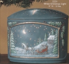 Windlicht – White Christmas – Schlitten – für elektrische Beleuchtung - 18,5 x 14,5 cm - Schrühware