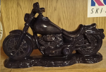 Motorrad – klein – 20 cm lang - Handarbeit aus Keramik – onyxschwarz glasiert – sehr edel
