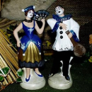 Boy &% Girl French Pantomimes im 2er-Set – je 21 cm hoch – Schrühware