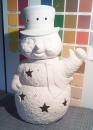 Schneemann - ausgeschnitten zum elektrischem Beleuchten  – 35 x 43 cm - Schrühware