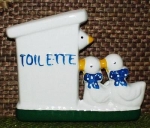 Keramik-Hinweisschild mit festem Text – TOILETTE - 10 x 8,5 cm – Handarbeit