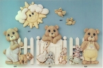 Teddy-Zaun für die Wand mit Sonne und Vögeln im 6er-Set – bis 29 cm hoch – Schrühware