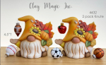 ClayMagic-Gießform - neu – 2 pack Knute Autumn Gnome – Herbst-Wichtel im 2er-Set – je 11,4 x 12,7 cm - USA