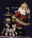 Weihnachtsmann am Ofen mit Katze – 30 cm hoch - Schrühware