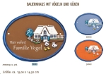 Keramik-Türschild – Lasergravur – 19 x 14,5 cm – Farb- und Schriftauswahl – Bauernhaus mit Vögeln und Küken