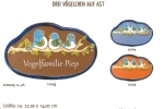 Keramik-Türschild – Lasergravur – 22 x 14 cm – Farb- und Schriftauswahl – Drei Vögelchen auf Ast