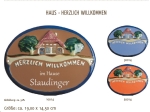 Keramik-Türschild – Lasergravur – 19 x 14,5 cm – Farb- und Schriftauswahl – Haus – HERZLICH WILLKOMMEN (fest aufgeprägt)