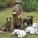 Schäfer, 3 Schafe & Schäferhund im 5er-Set – bis 59 cm hoch – Schrühware – statt 136,90 EUR einzeln