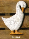 Wandente - sich putzend - 15 x 23 cm - Schrühware