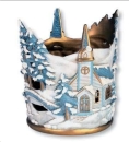 SCIOTO-Gießform - neu – Pflanztopf / Windlicht mit Dorfmotiv – 21,5 cm hoch – USA