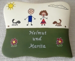 Keramik-Türschild - Strichmännchen – ca. 17,5 x 15 cm – nach Ihren Wünschen