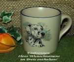 Keramik-Tasse - Becher mit Wunschname – Motiv: 1 x Hund / Dalmatiner