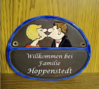 Keramik-​Türschild – Loriot - 17,7 x 14 cm – Schriftfeld braun – Handarbeit