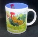 Keramik-Tasse - Becher mit Wunschname – Rundum-Motiv – Hühnerhof - DISC