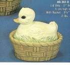 Körbchen mit Enten-Deckel - Schrühware - 8,9 cm hoch