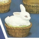 Körbchen mit Hasen-Deckel - Schrühware - 9,2 cm hoch