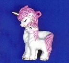 ALBERTAS–Gießform – neu - Ornament – Hänger – Einhorn mit Kind – 9 cm – Design auf Vorder- und Rückseite