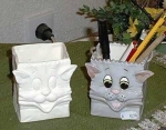 Stiftebox - Tüte - Katze - 10 cm hoch - Schrühware