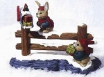 Zaun mit Weihnachtshasen – Zaun 24 x 17 cm - Schrühware