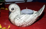 Teelichthalter Taube - Handarbeit - Keramik - glasiert - 11 x 7 cm