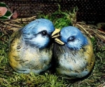 Vogelpaar – zusammen - 8,8 cm - Schrühware