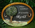 Keramik-Türschild - 11 x 9 cm - Baum klein