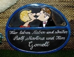 Keramik-Türschild – Loriot - 17,7 x 14 cm – Schriftfeld braun – Handarbeit