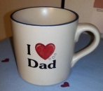 Keramik-Tasse  - Becher mit Wunschname – Motiv: 2 x I Love Dad
