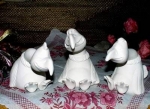 Lustiges Geier - Trio – je bis 11, 3 cm hoch - Schrühware