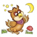 Decal - Eule mit Mond - 4 cm
