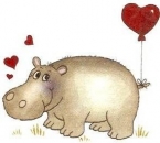 Decal - Hippo mit Herz - Nilpferd mit Herz - 60 x 50 mm