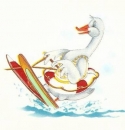 Decal - Gans beim Sport - 6 x 6 cm