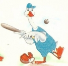 Decal - Gans beim Sport - 6 x 6 cm