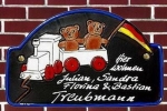 Keramik-Türschild - Teddy-Eisenbahn – braun – 22 x 14 cm