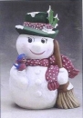 Schneemann mit Besen – 25 cm hoch -  Schrühware