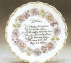 Wandteller mit Blumenkranz - freie Schriftfläche - 30 cm Durchmesser - Schrühware