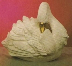 Schwan zum Bepflanzen / Deko – 44 cm lang - 33 cm hoch - Schrühware