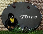 Töpfer-Türschild – Rabe – 8,5 x 7 cm – dunkelbraun – Handarbeit