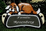 Töpfer-Türschild – Hund – 14 x 8 cm – dunkelbraun – Handarbeit