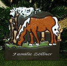 Töpfer-Türschild – Pferd am Zaun – 18 x 19 cm – Flachbild – aufwändige Handarbeit