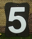 Keramik-Hausnummernschild – Ziffer 5 – 9 x 13 cm – getöpfert mit aufgesetzter Ziffer